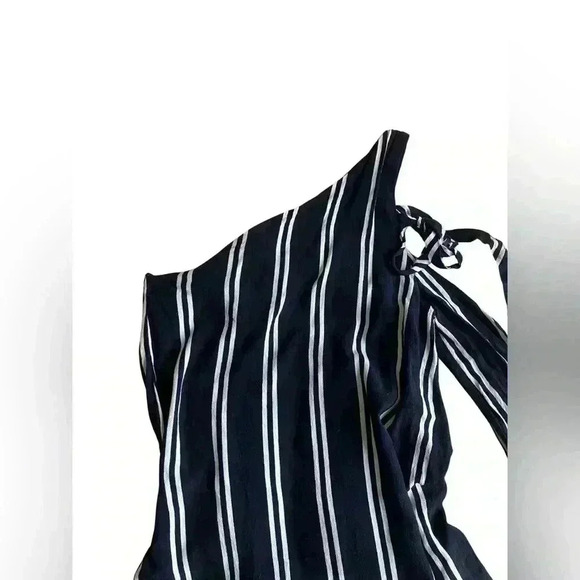 Zara Women's One Shoulder Blue & White Stripe Short Dress - Picture 6 of 10